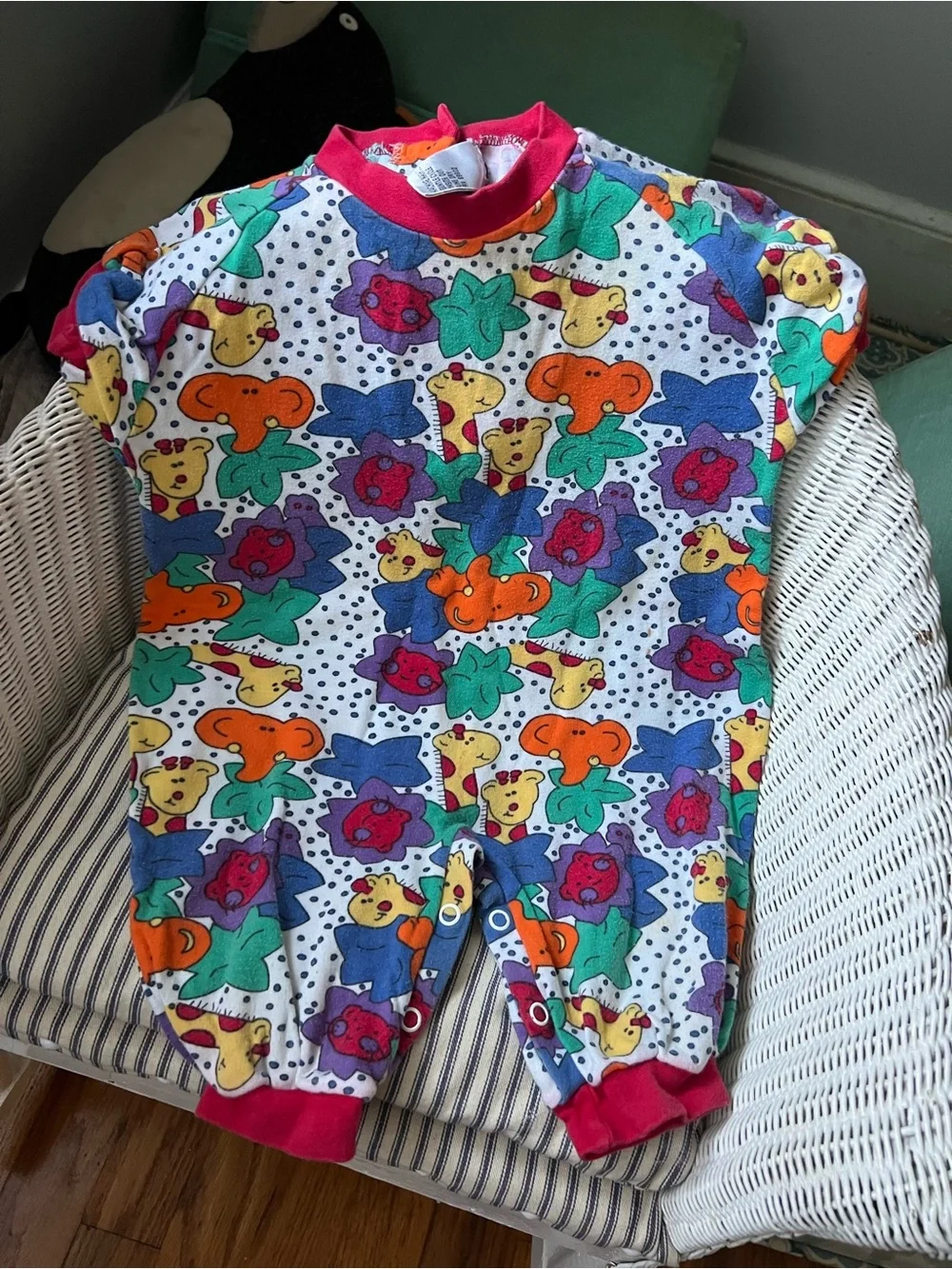 90’s Animal Print One-Piece Romper - Multicolor - brand “tic tac toe” 6-12 month